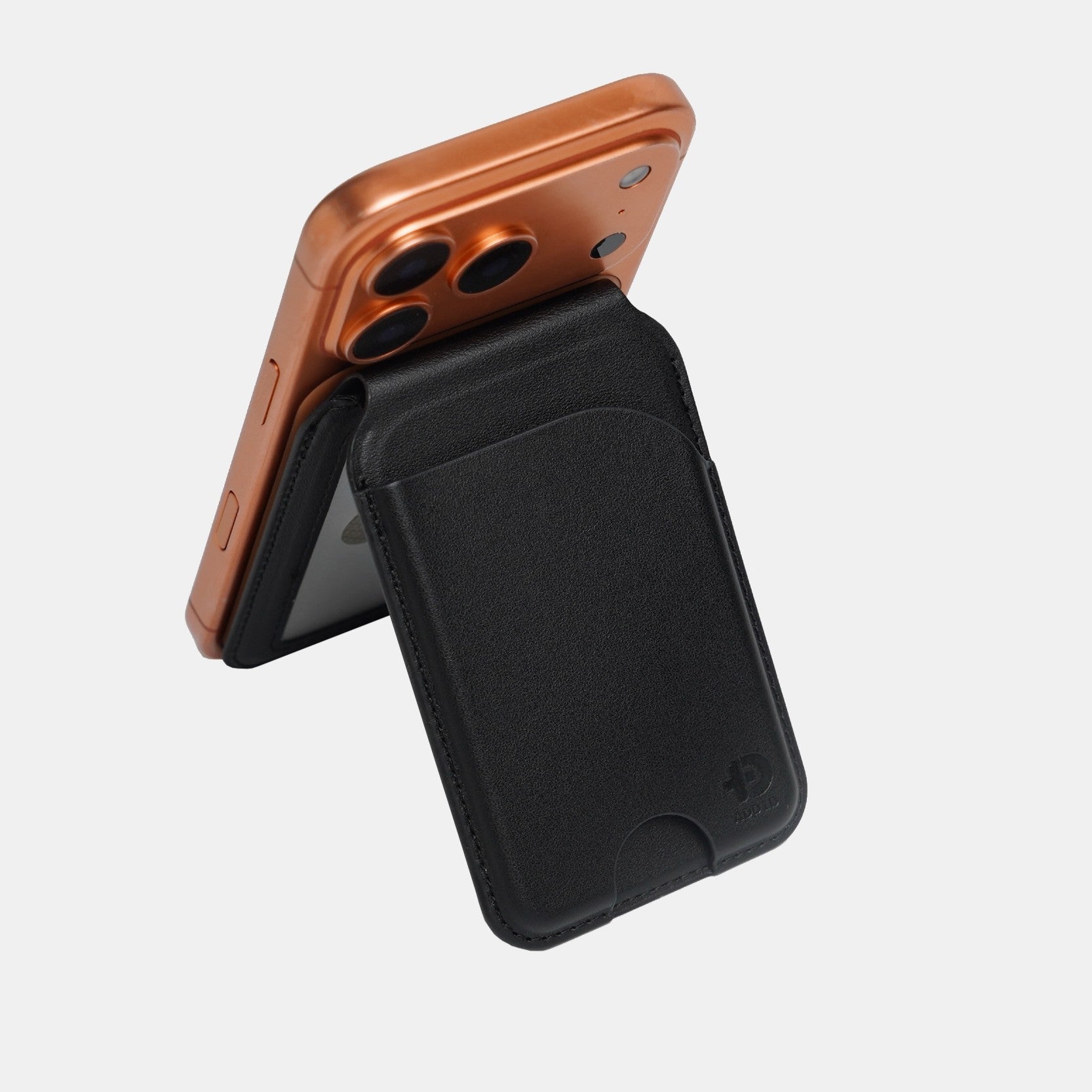 ADD1D Phone Stand Wallet attached to smartphone back in black