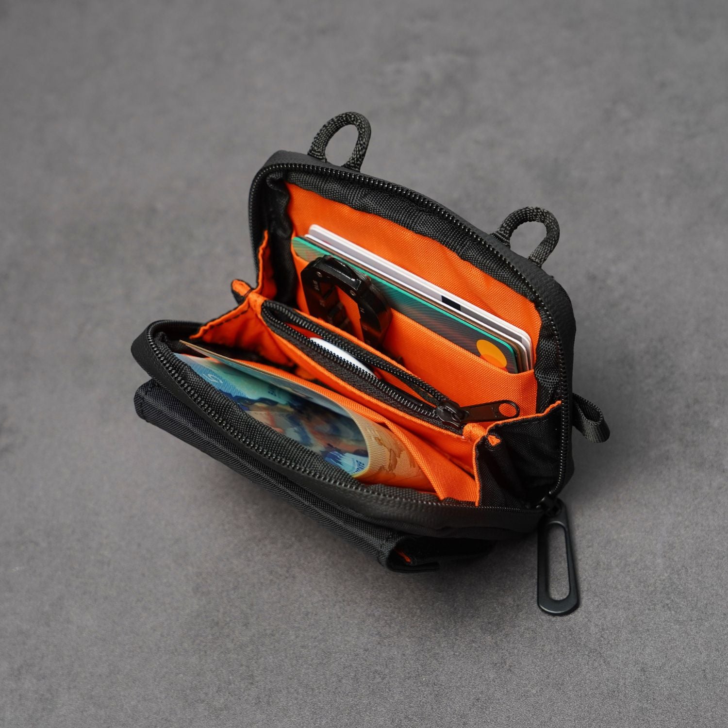 lose-up of waterproof X-Pac fabric and YKK AquaGuard zipper on ADD1D D2D Pouch Nano
