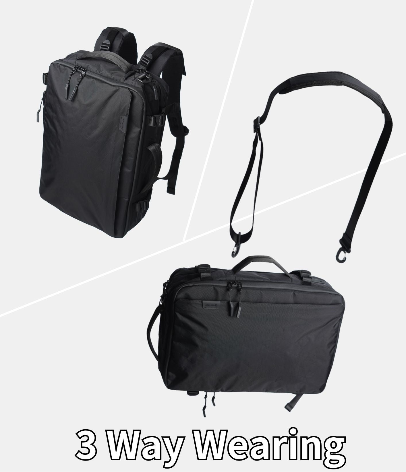 ADD1D Explorer Pack shown carried as a professional business briefcase and shoulder messenger bag