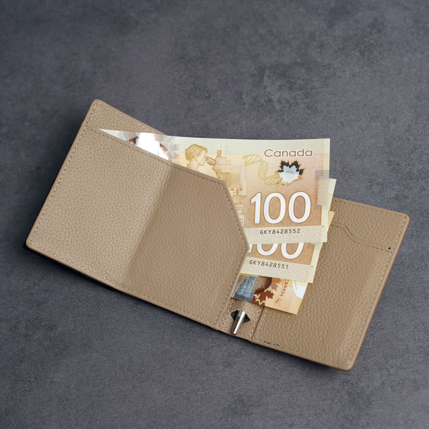 Open interior of ADD1D Explorer Wallet Large displaying card slots, and flat cash section